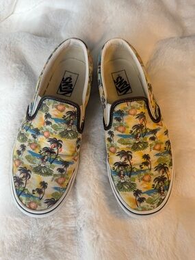 Vans Yellow Tropical Hula Girl Slip-On Sneakers